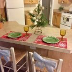 Breakfast nook decorated for the holidays